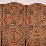 four-panel screen painted on 19th century fabric