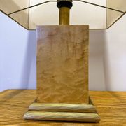 Vintage burlwood rectangular table lamp, France 1980s