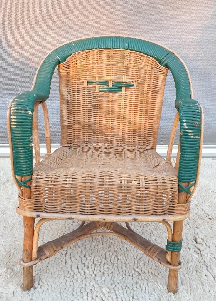 Children's chair rattan green Nature