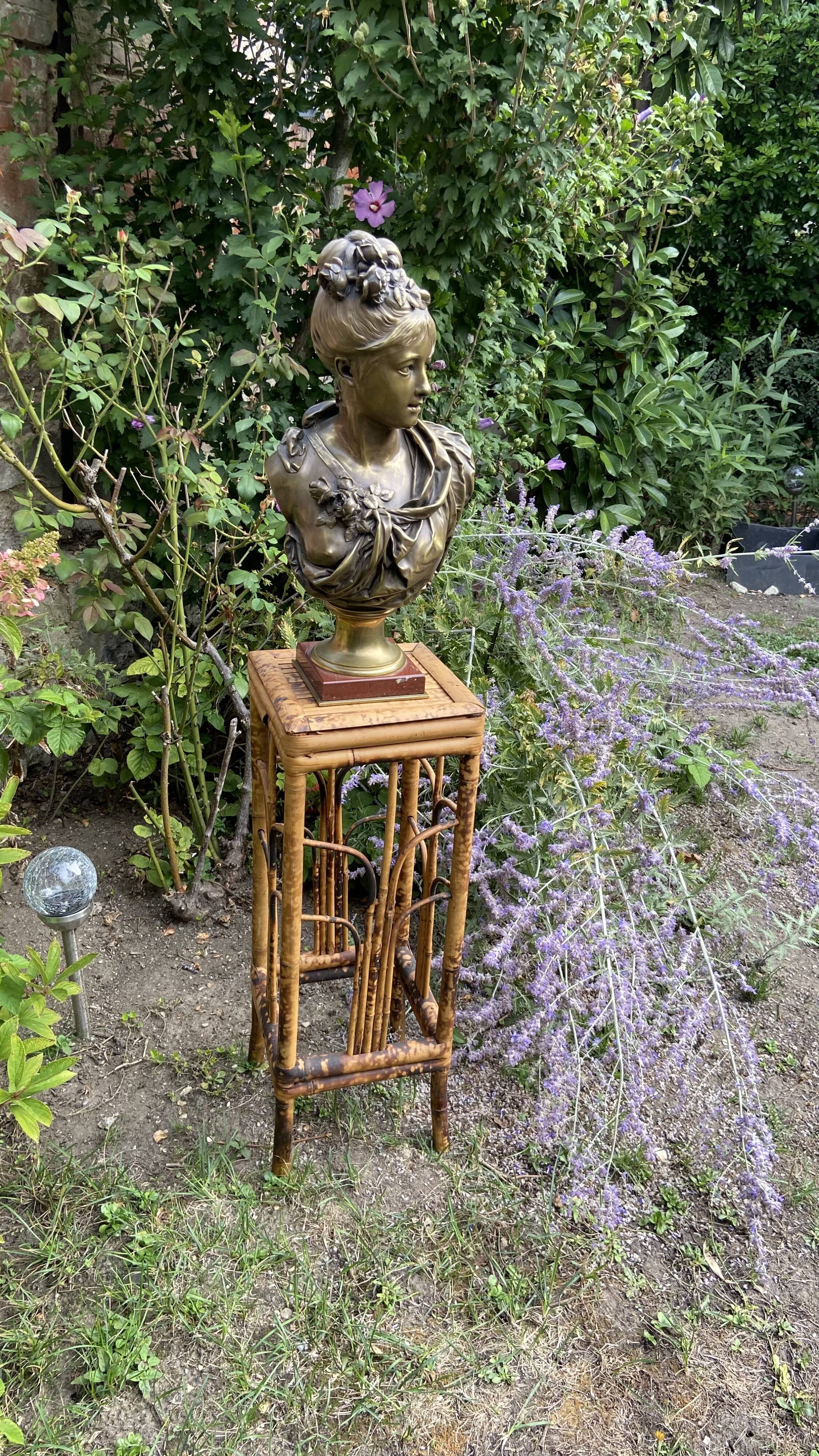 Plant holder or harness in rattan and vintage bamboo