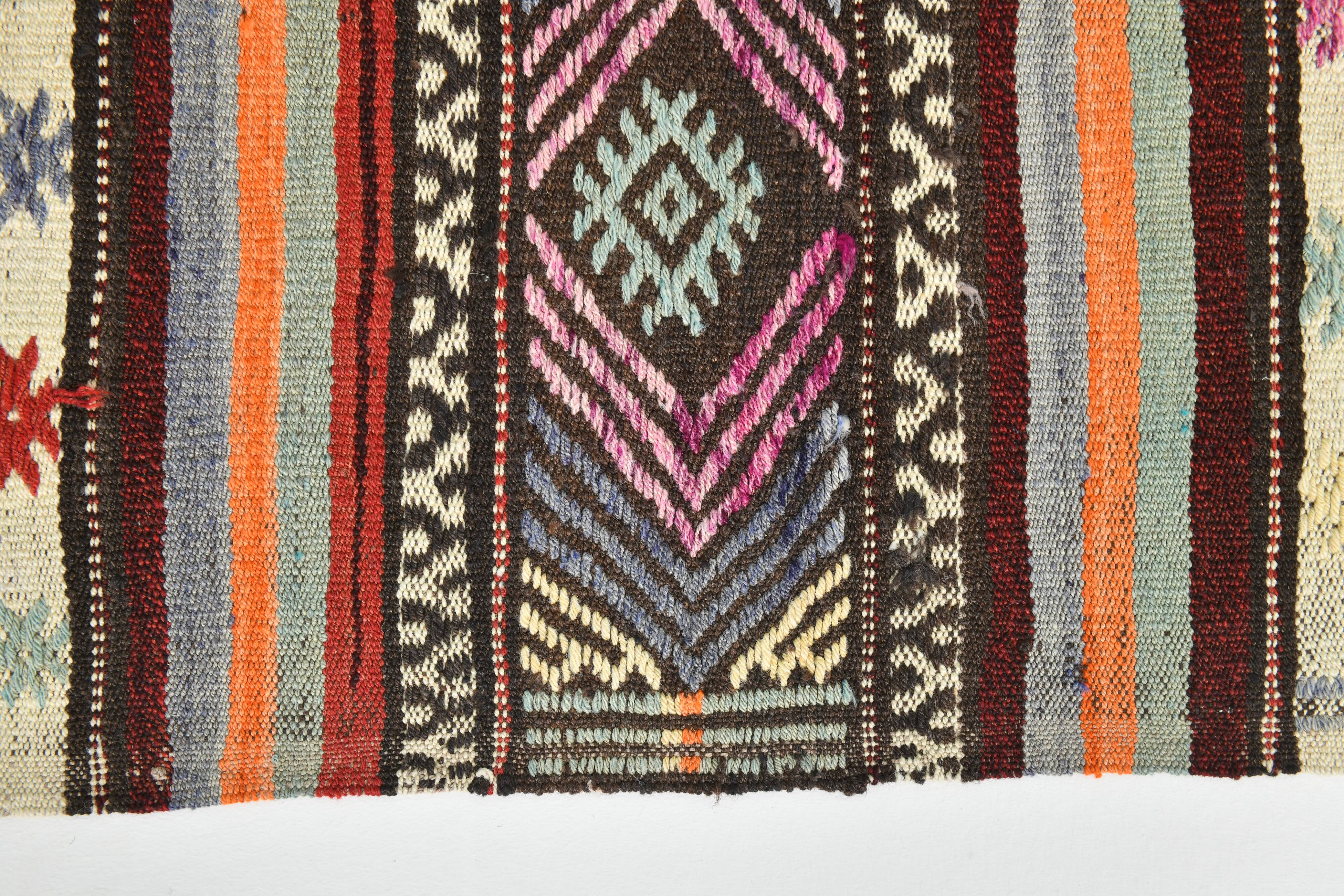 Muticolor Turkish Vintage Kilim Rug, 161x206Cm