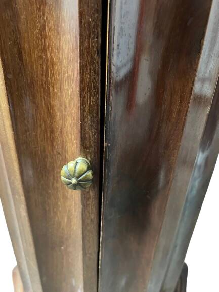 Round wooden bedside table, 1 door