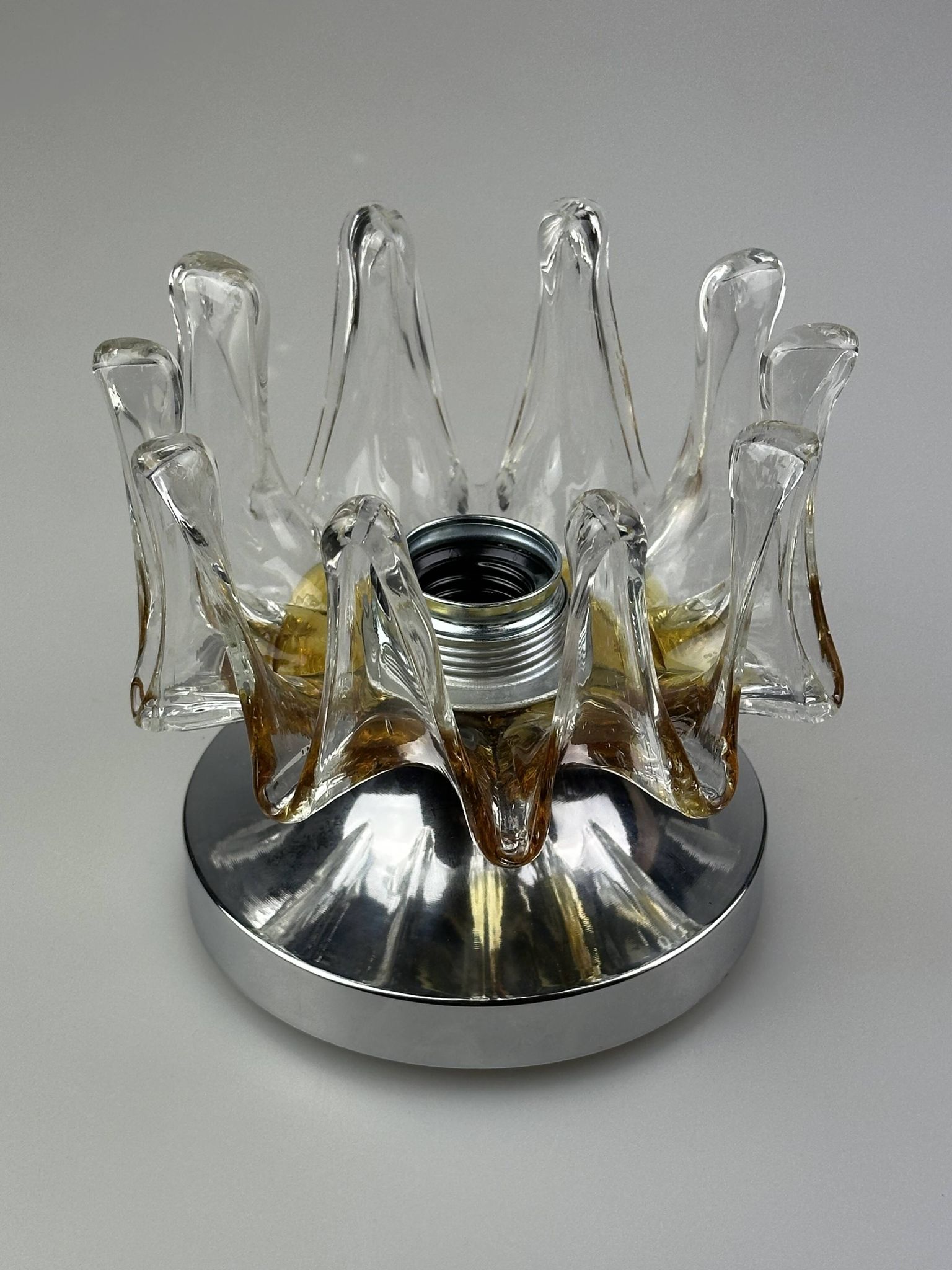60s 70s wall lamp Wall Sconce made of metal & Murano glass Space Age design