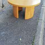 Vintage coffee table round light wood