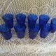 9 antique cobalt blue water glasses
