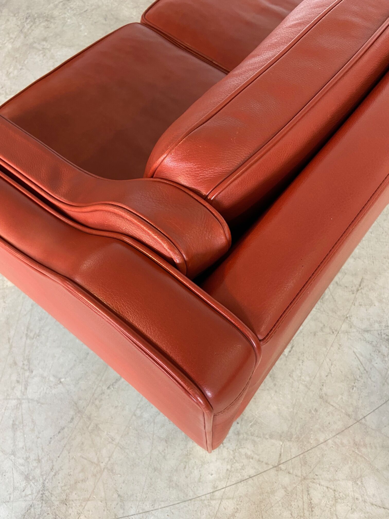 Vintage Danish mid-century Mogens Hansen 3 person cognac leather sofa