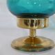 Pair of Scandinavian candlesticks in brass and coloured glass
