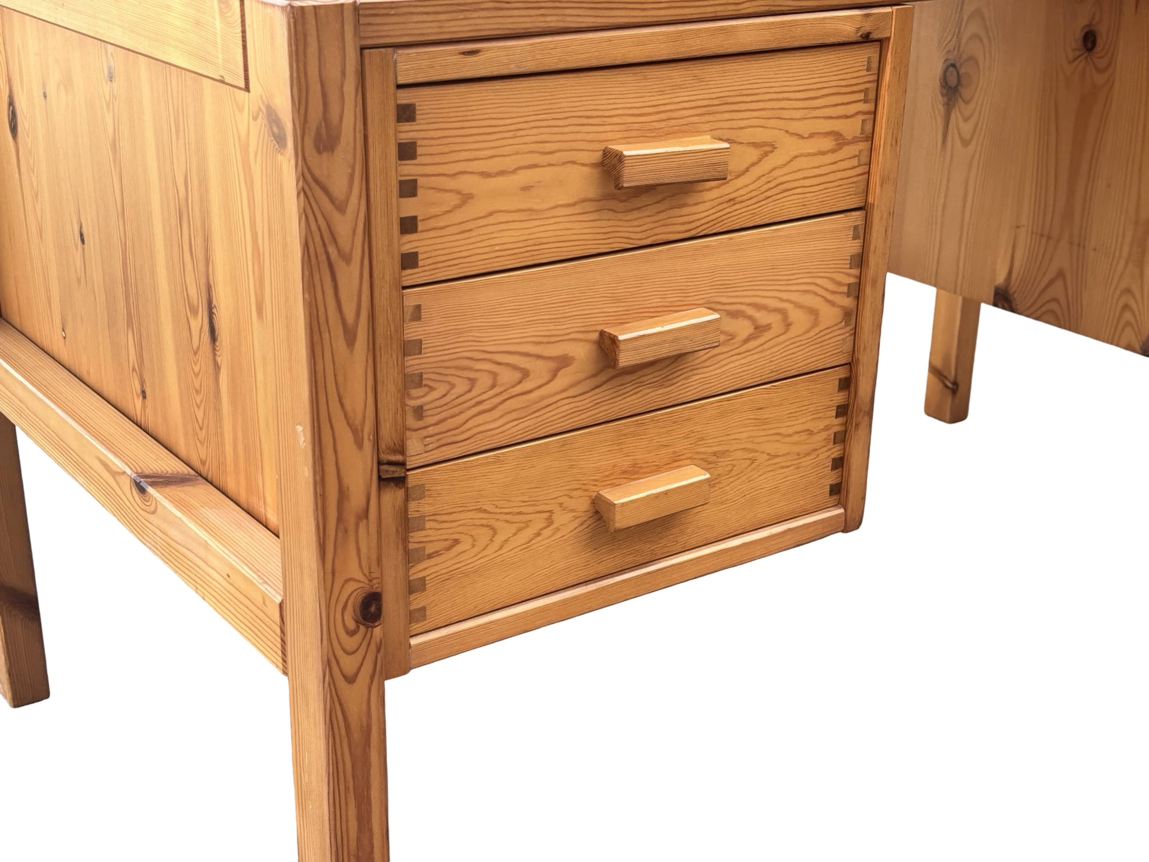 Vintage Pinewood Desk, Freestanding, 1970s Pine, Design, Ate van Apeldoorn