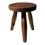 Brown solid wood stool flat circular seat