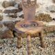 Vintage French Handcrafted Wooden Child's Stool with Added Back