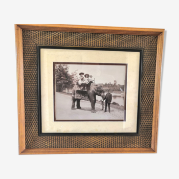 Old photo in worked wooden frame The Bombay Company