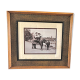 Old photo in worked wooden frame The Bombay Company