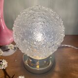 Vintage globe table lamp in molded glass