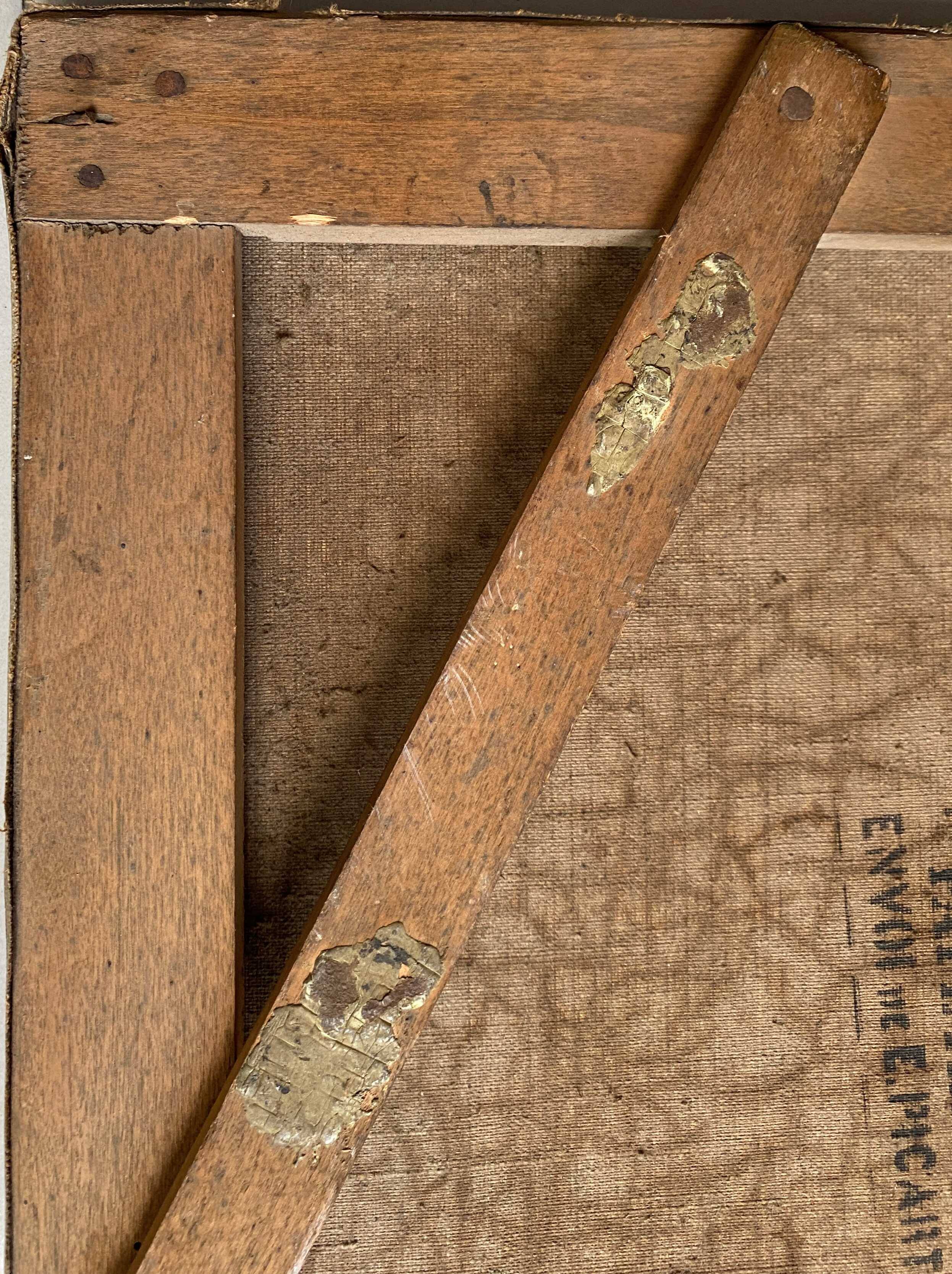 19th century HST painting "lively mountain village with torrent and waterfall"