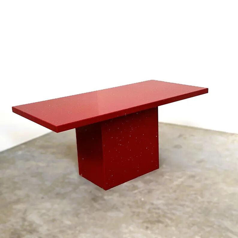 Vintage Italian Coffee Table in Red Granite with Silver Flecks, 1980s