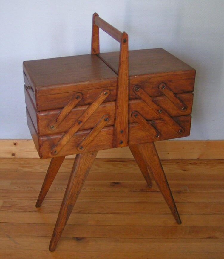 Worker sewing box feet compass