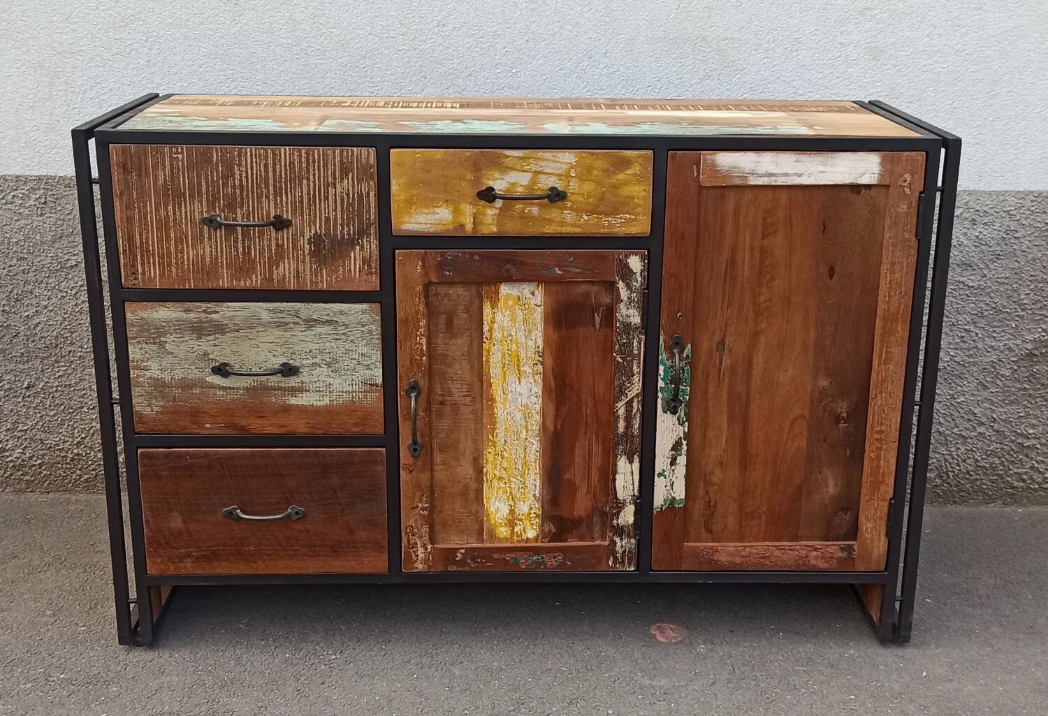 Colorful wooden sideboard