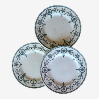 3 iron earth dessert plates model "Malmaison"