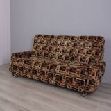 VINTAGE 1970S THREE-SEATER SOFA IN MULTICOLORED VELVET ITALIAN DESIGN