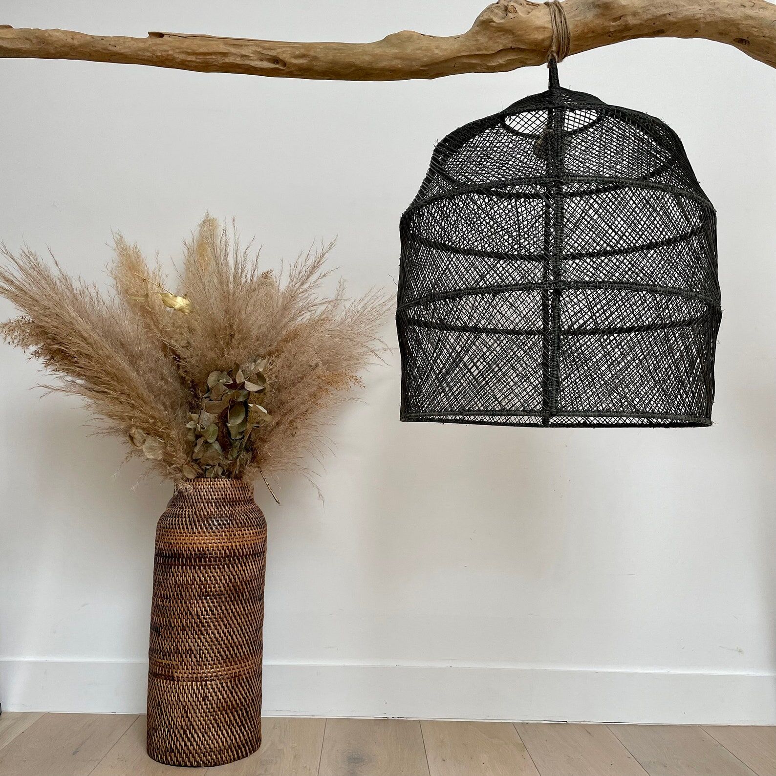 Black rafia lampshade