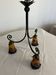 Art deco chandelier signed noverdy france - wrought iron and marbled glass
