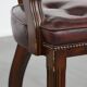 Brown cowhide leather Chesterfield desk/dining/side chair in English style
