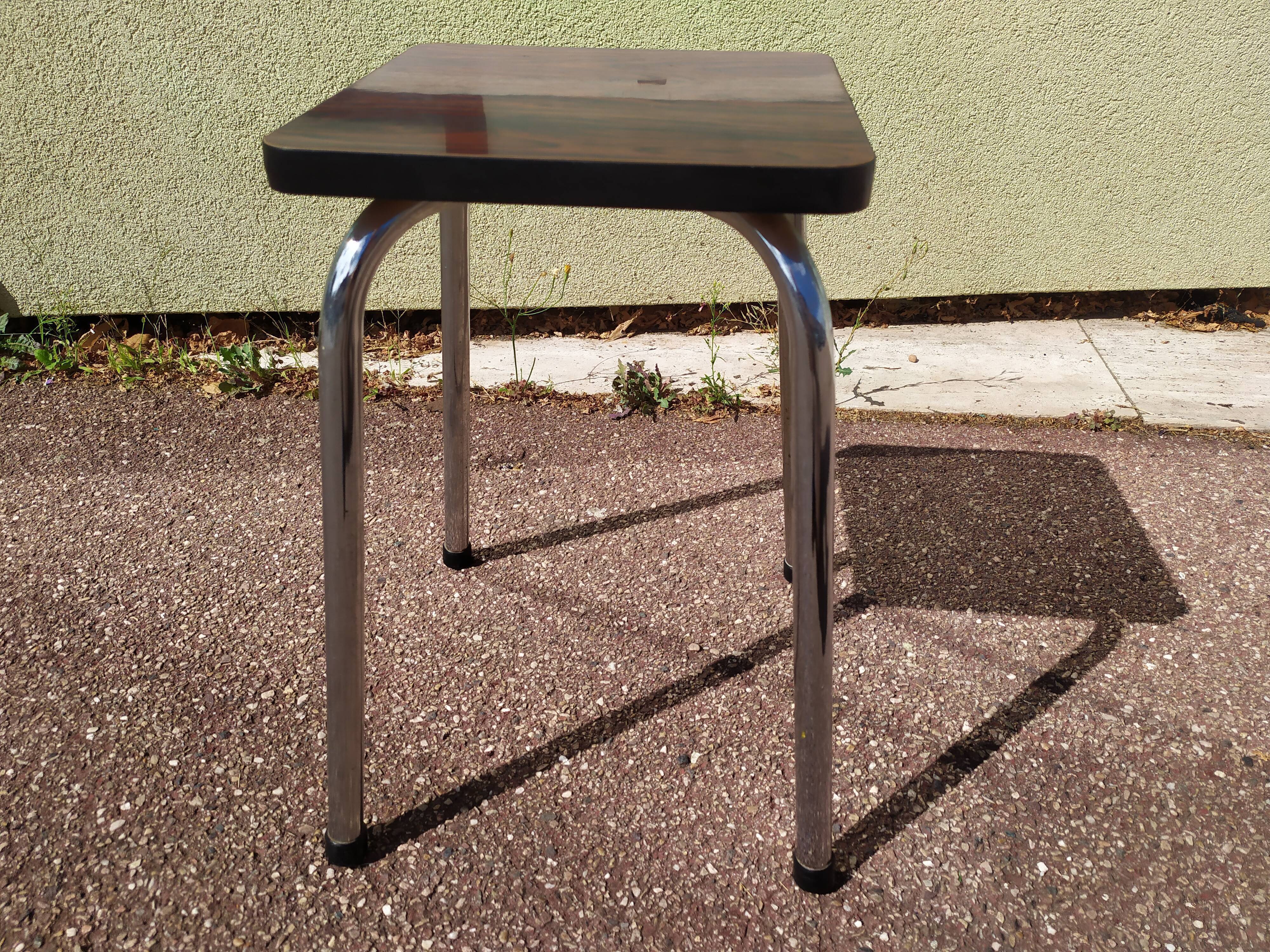 Formica stool, dark wood