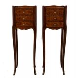 Inlaid bedside tables, Louis XV style, France.