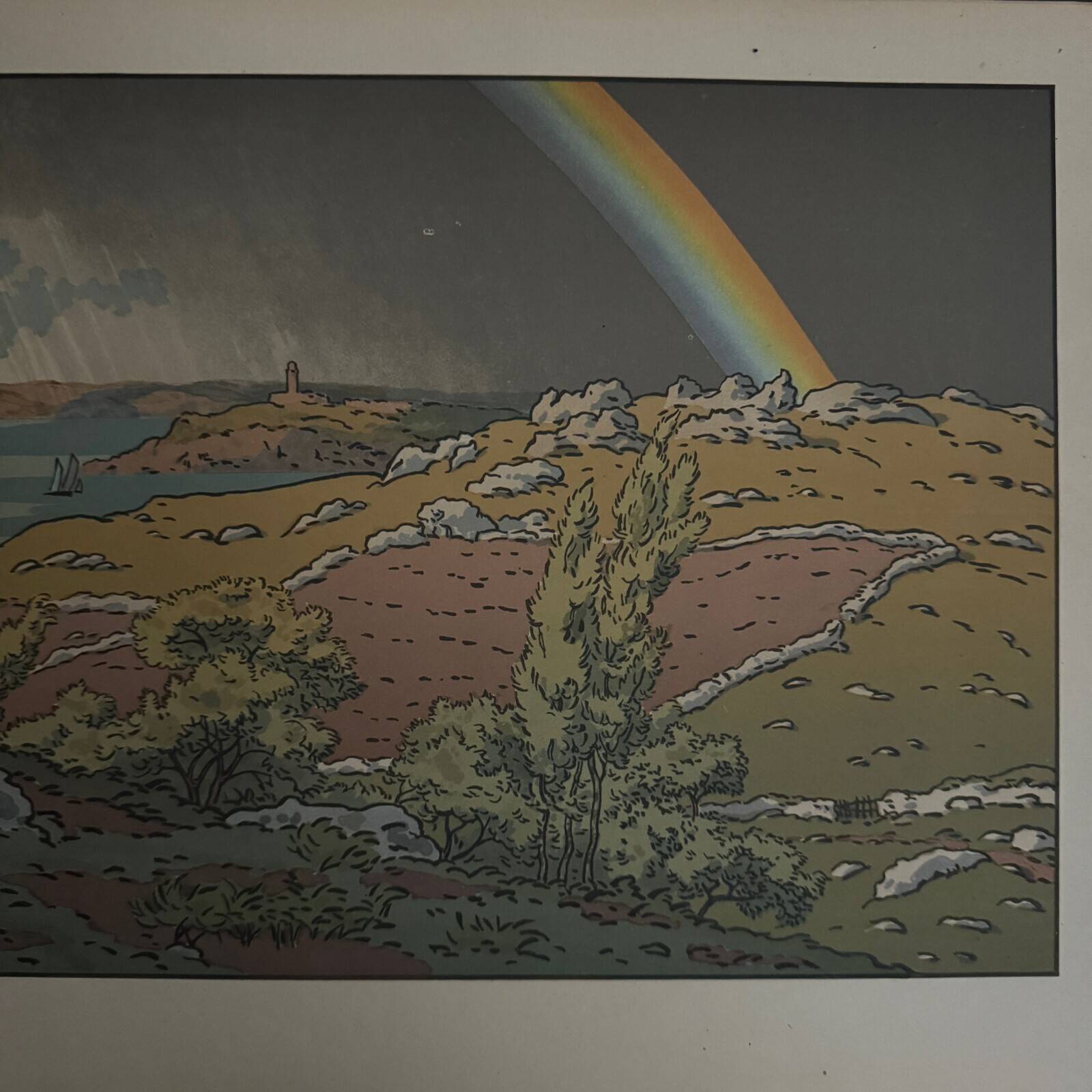 Lithograph by Henri Rivière, The Magic of the Hours - The Rainbow