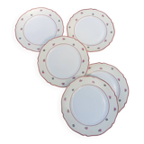 5 dessert plates with small retro flowers, from Union Porcelainière Limoges