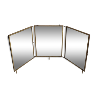 Decorated triptych barber mirror to pose or hang 1950