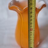 Orange fluted glass vase