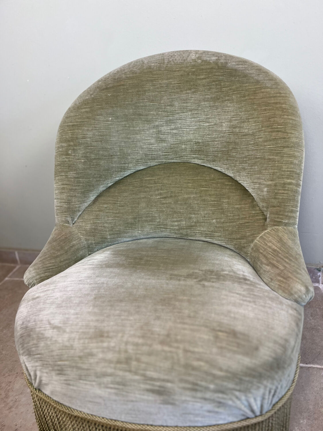 Fauteuil crapaud en velours vert