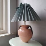 Ceramic lamp with 80s fabric lampshade