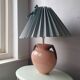 Ceramic lamp with 80s fabric lampshade