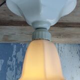Porcelain and opaline art deco ceiling lamp