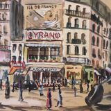 Vintage French watercolour of the Moulin Rouge, in Paris, signed Ch. Vogel, from 1948