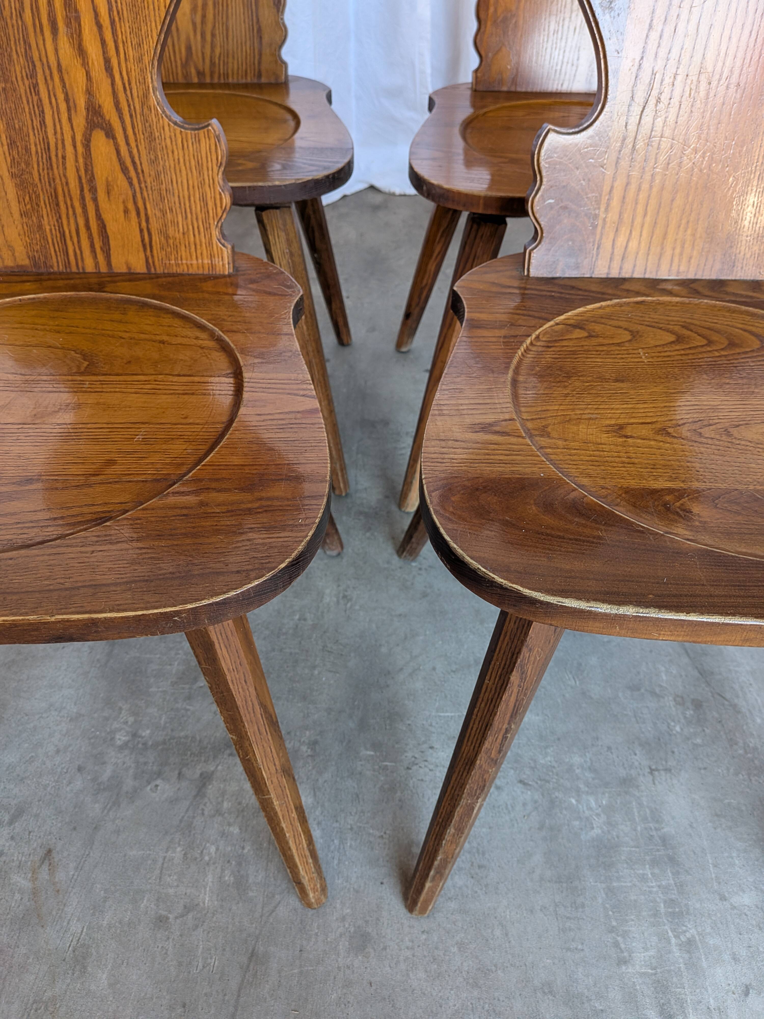 Set of 8 Farmhouse Tyrolean Chair with Heart Cutout Back / 1970s Vintage Di