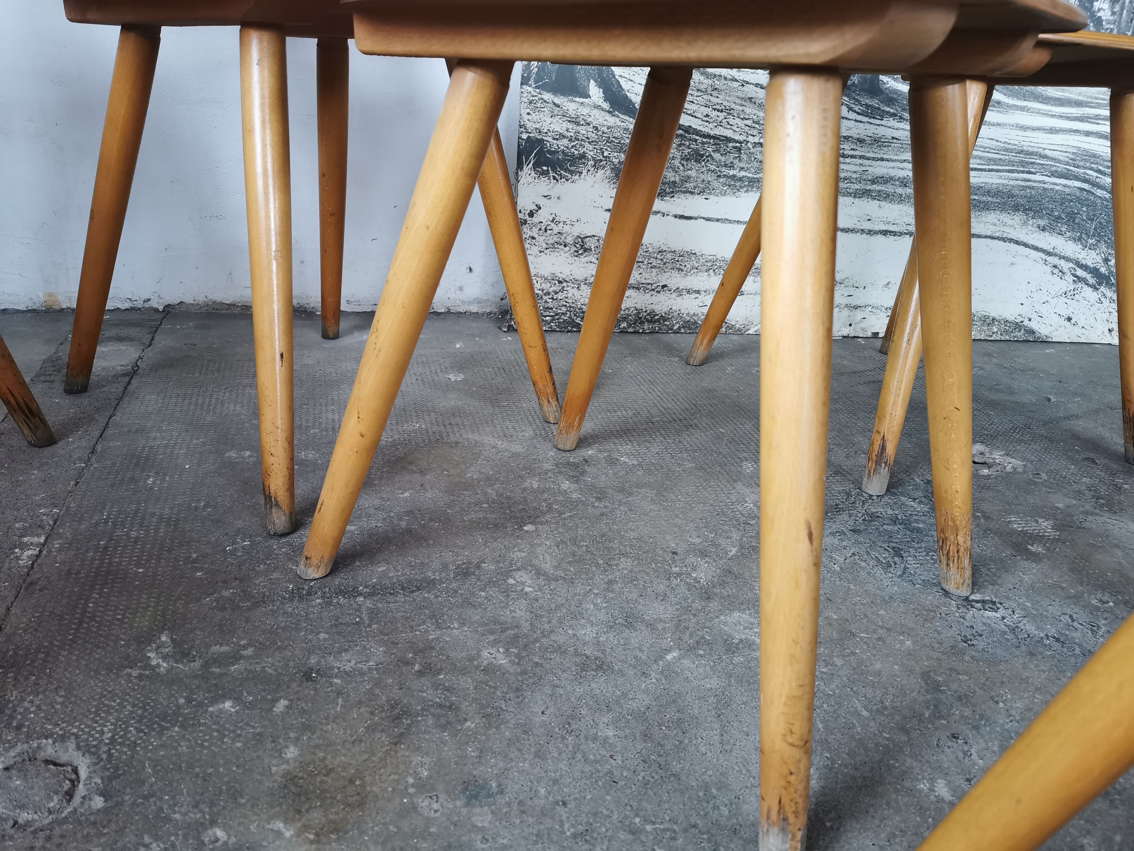 Set of 8 vintage bistro chairs 1960