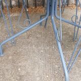 Blue wrought iron garden furniture
