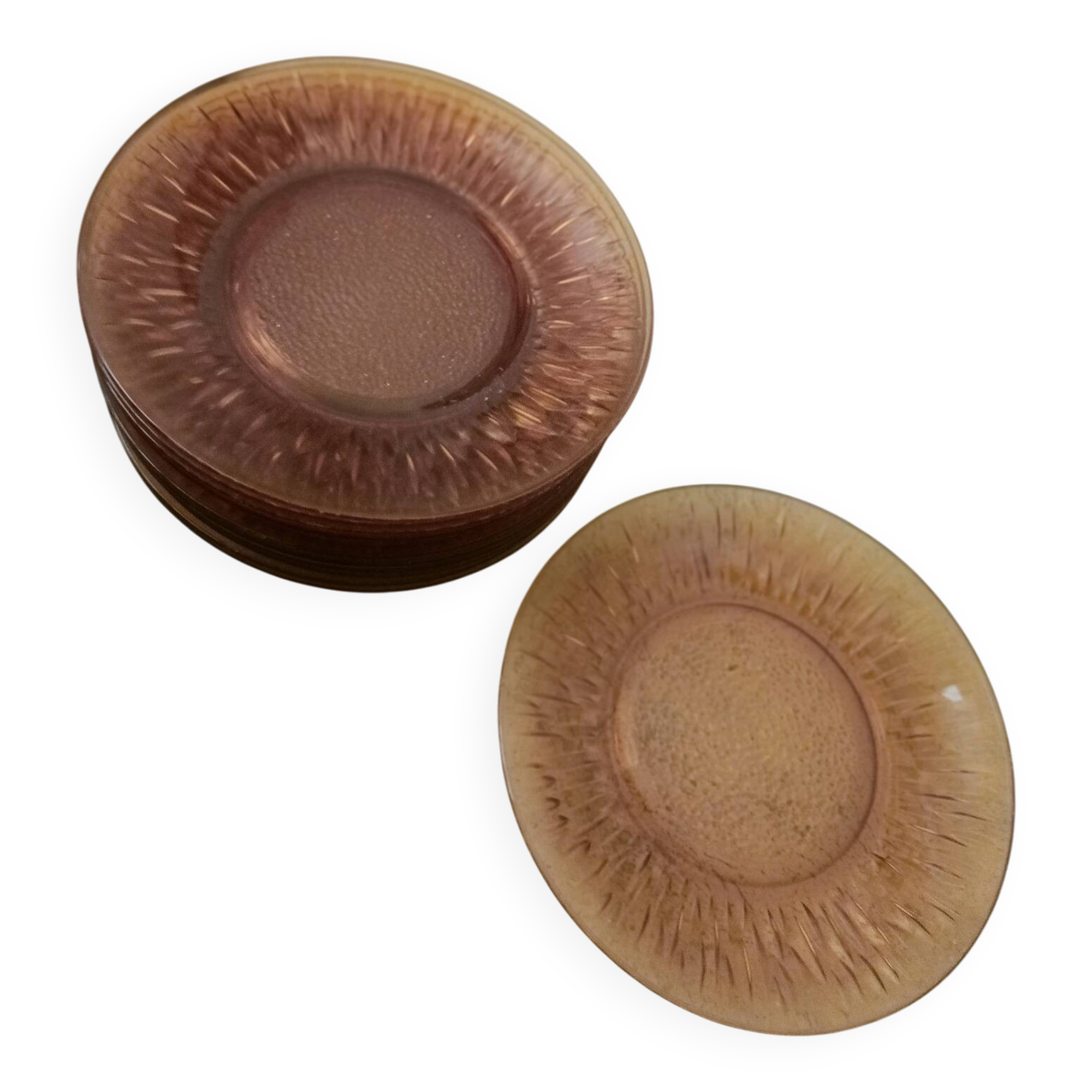 Twelve amber sunflower plates Vereco