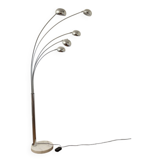 Lampadaire chromé 5 branches socle marbre