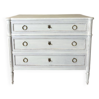 Louis XVI style chest of drawers painted white