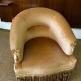Yellow velvet toad armchair