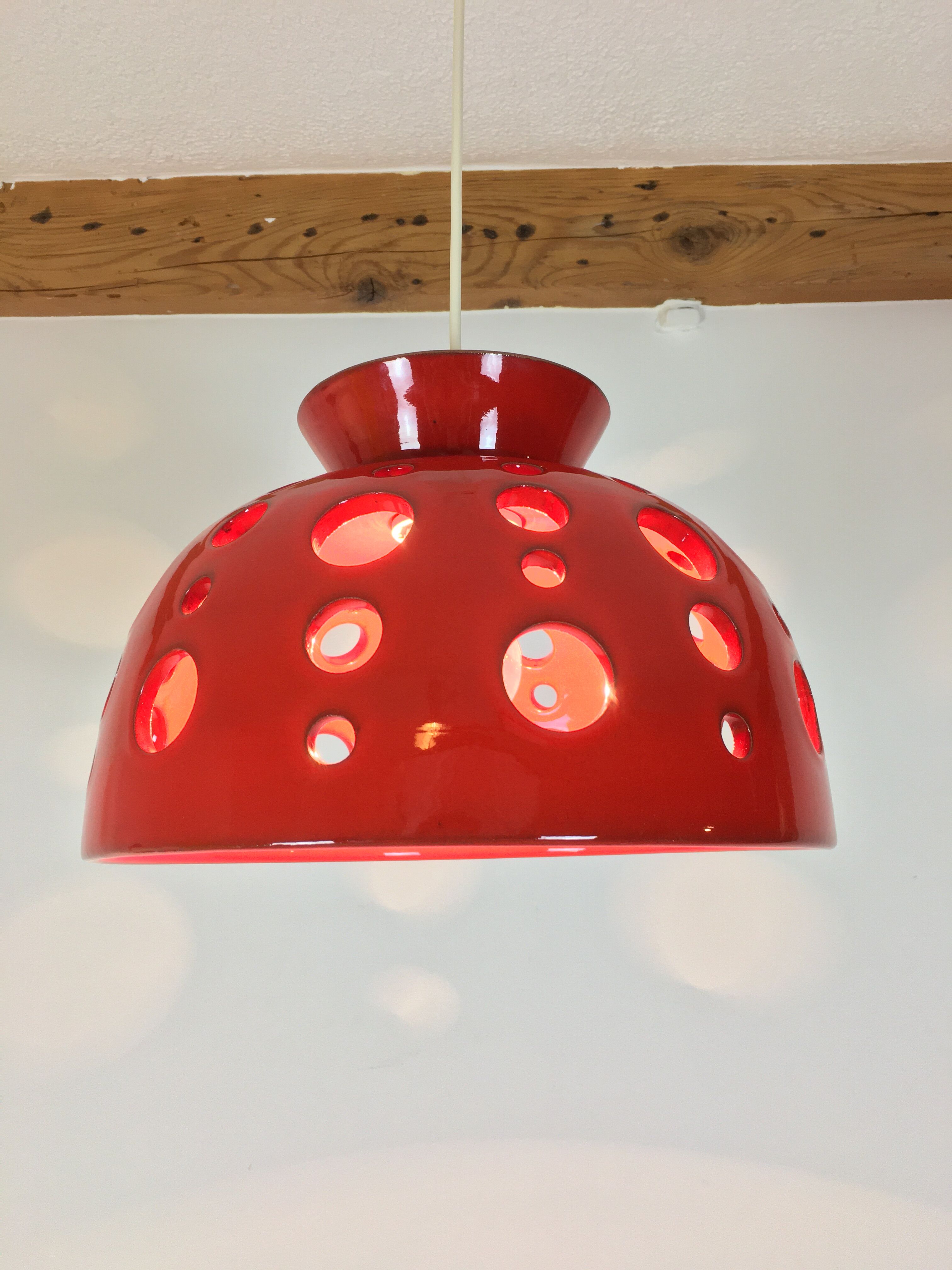 Ceramic hanging space age 70s, orange by Paul Badié