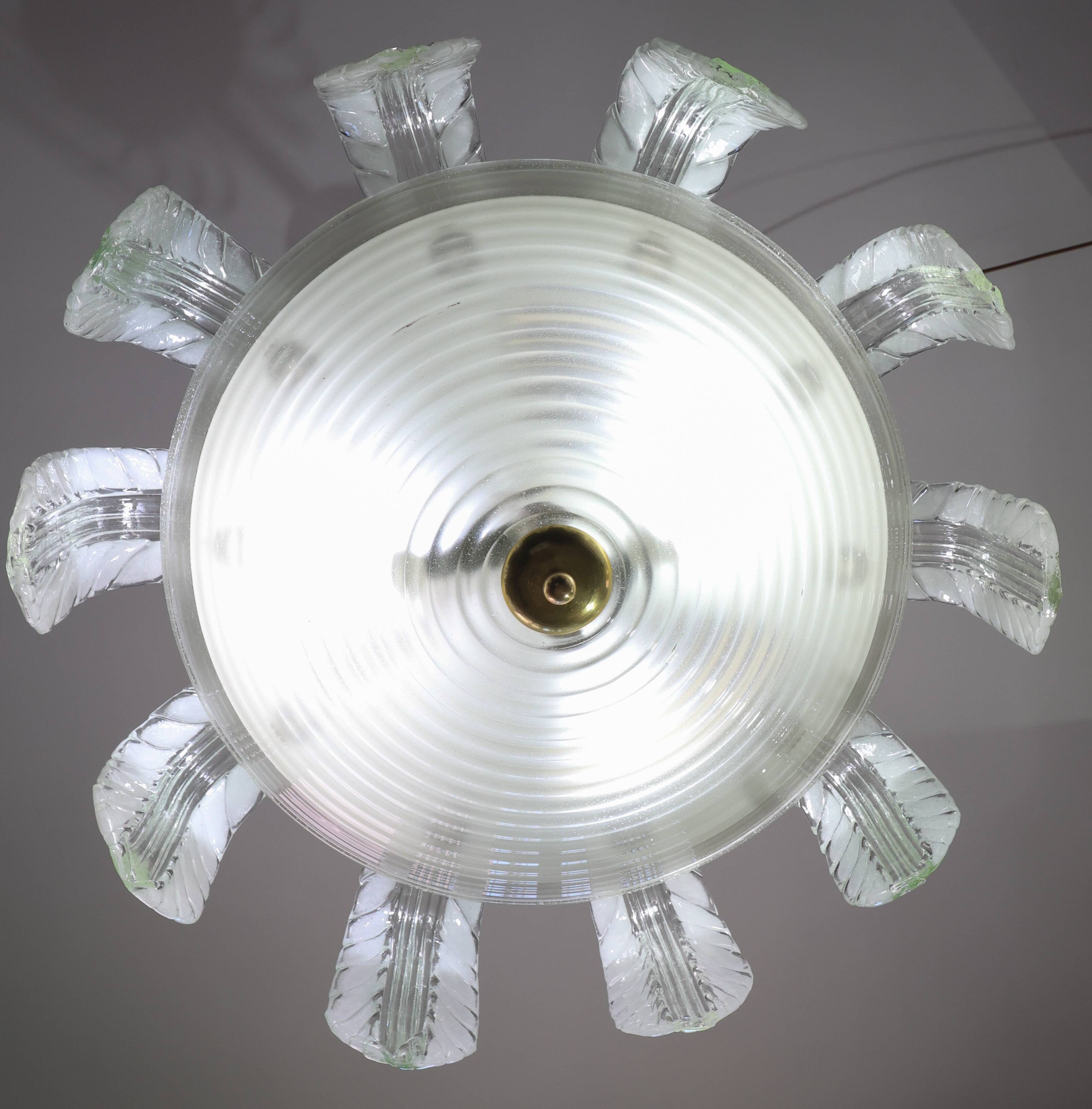 Museal Art Decò Ercole Barovier Murano Glass Chandelier, 1930