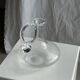 Vintage glass carafe with flattened flared belly handle H18