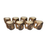 Lot glasses digestive imitation wood mast vintage Vallauris Grandjean Jourdan