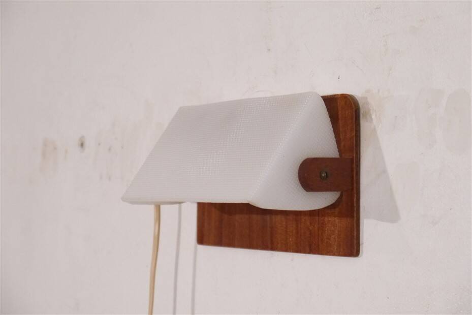 Applique vintage scandinave en teck et plexi 1970