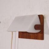 Vintage Scandinavian teak and plexi wall lamp 1970
